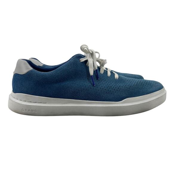 Cole Haan Mens 13 Shoe GrandPrø Rally Malibu Blue Suede Laser Cut Sneaker C34985 - Picture 1 of 13